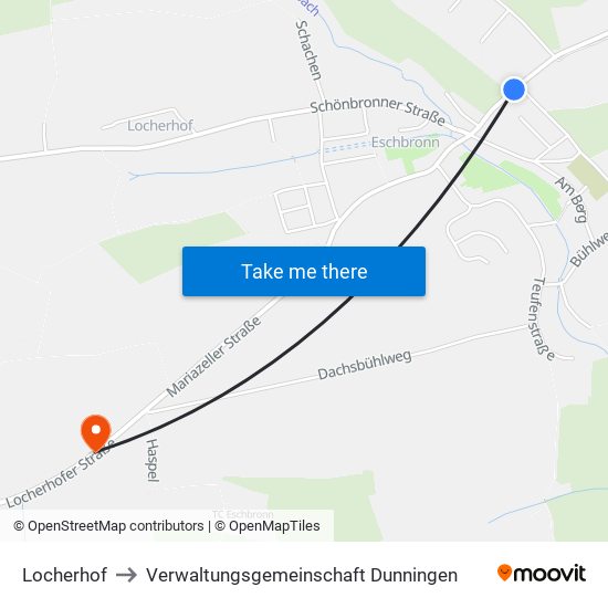 Locherhof to Verwaltungsgemeinschaft Dunningen map