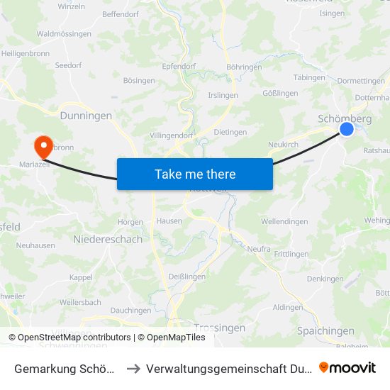 Gemarkung Schömberg to Verwaltungsgemeinschaft Dunningen map