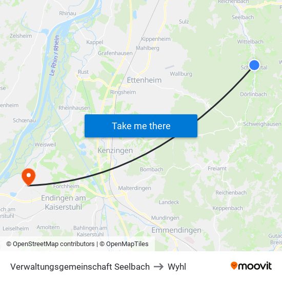 Verwaltungsgemeinschaft Seelbach to Wyhl map