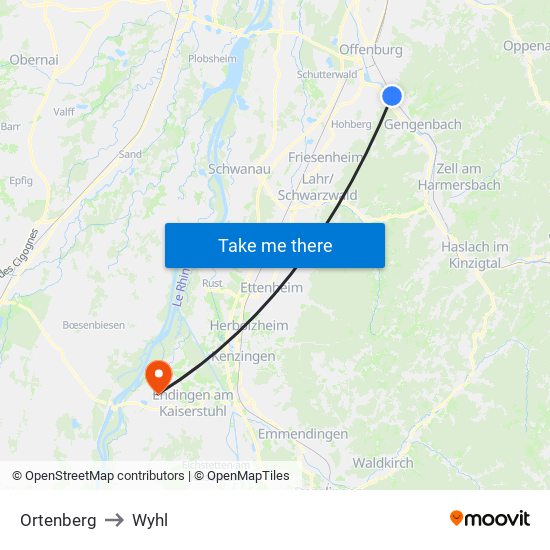 Ortenberg to Wyhl map