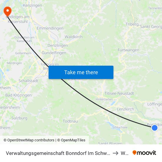 Verwaltungsgemeinschaft Bonndorf Im Schwarzwald to Wyhl map