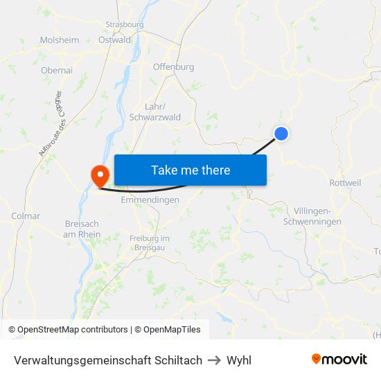 Verwaltungsgemeinschaft Schiltach to Wyhl map