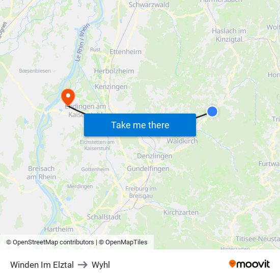 Winden Im Elztal to Wyhl map