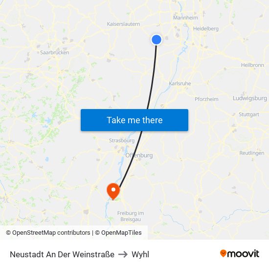 Neustadt An Der Weinstraße to Wyhl map