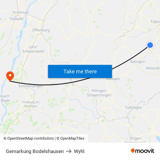 Gemarkung Bodelshausen to Wyhl map