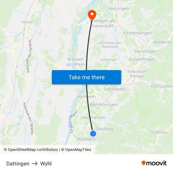 Dattingen to Wyhl map