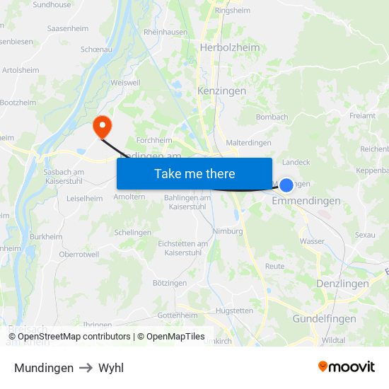 Mundingen to Wyhl map