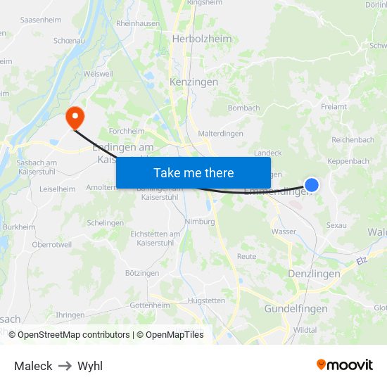 Maleck to Wyhl map