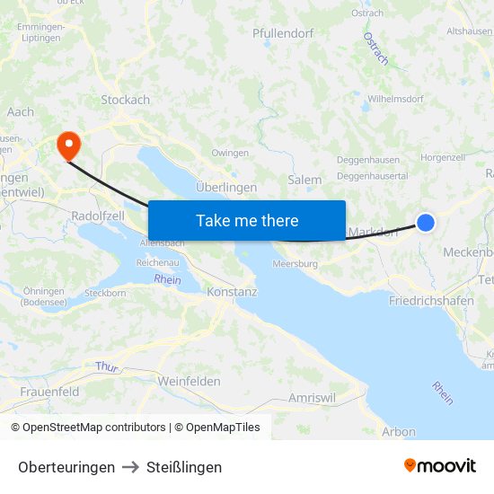 Oberteuringen to Steißlingen map