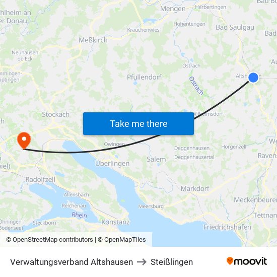 Verwaltungsverband Altshausen to Steißlingen map