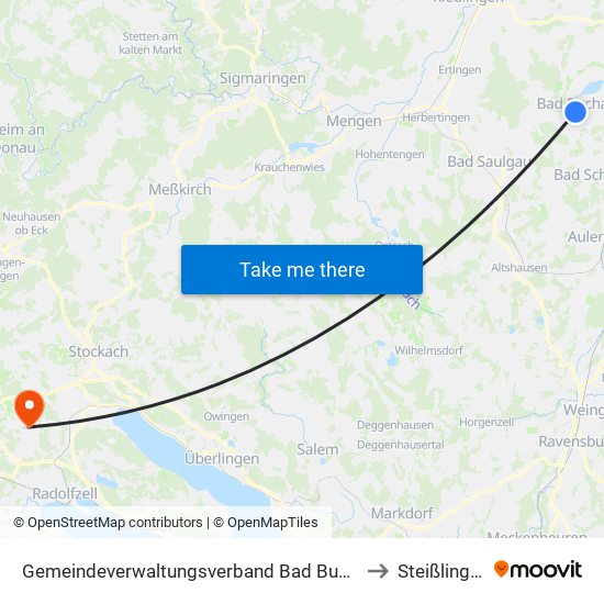 Gemeindeverwaltungsverband Bad Buchau to Steißlingen map