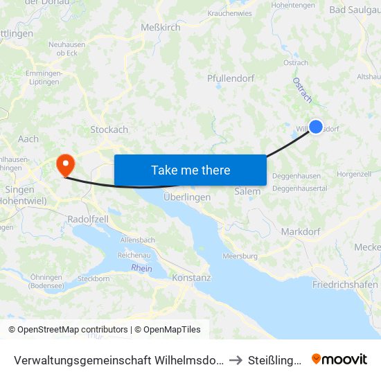 Verwaltungsgemeinschaft Wilhelmsdorf to Steißlingen map