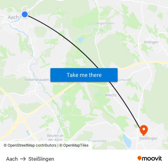 Aach to Steißlingen map