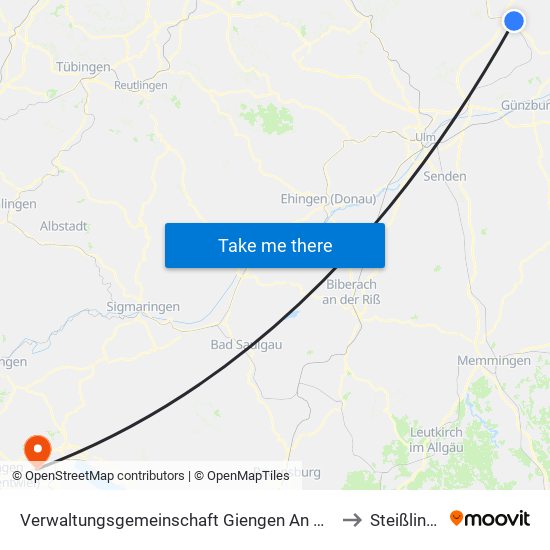 Verwaltungsgemeinschaft Giengen An Der Brenz to Steißlingen map