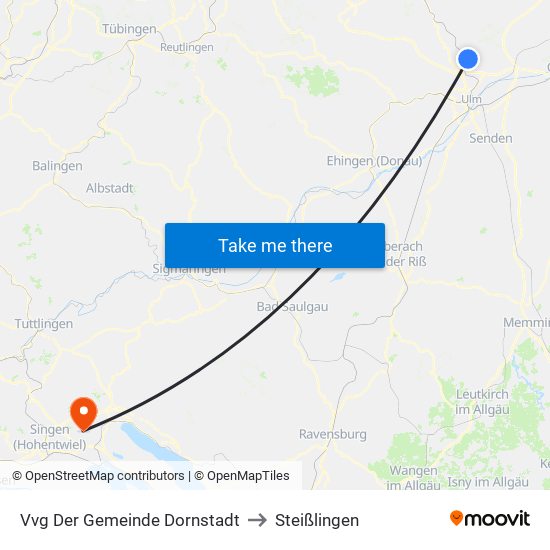 Vvg Der Gemeinde Dornstadt to Steißlingen map