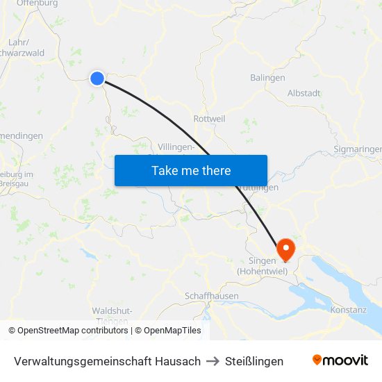 Verwaltungsgemeinschaft Hausach to Steißlingen map