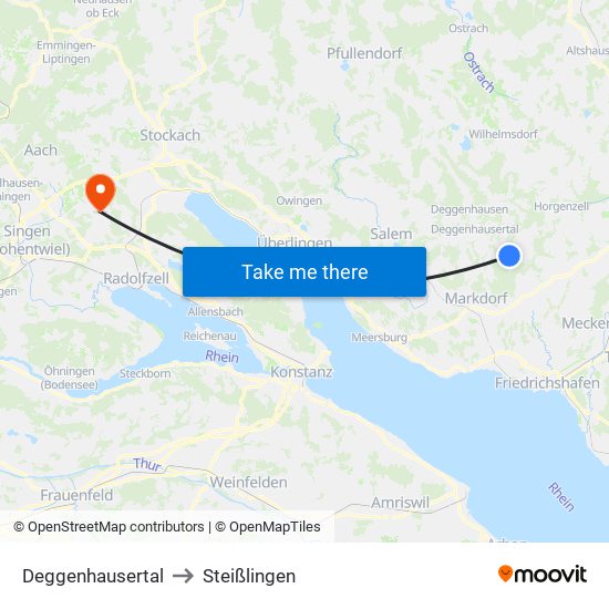 Deggenhausertal to Steißlingen map