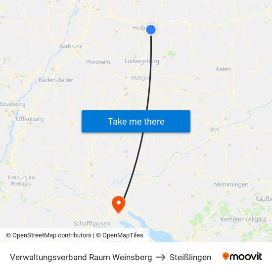 Verwaltungsverband Raum Weinsberg to Steißlingen map