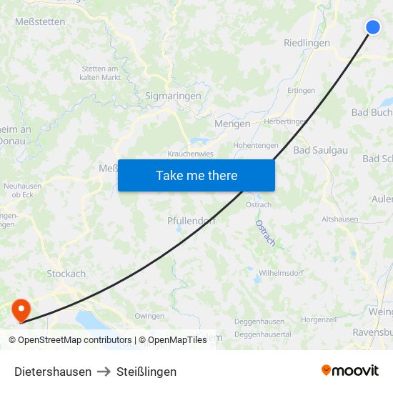 Dietershausen to Steißlingen map