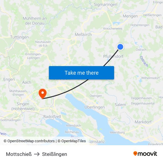 Mottschieß to Steißlingen map