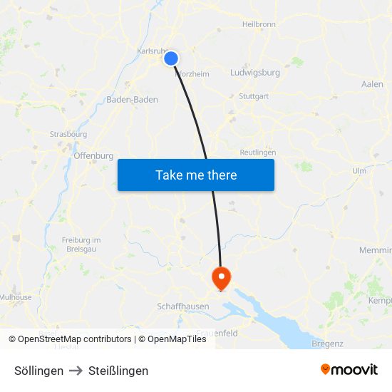 Söllingen to Steißlingen map