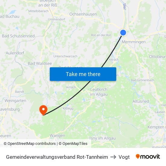 Gemeindeverwaltungsverband Rot-Tannheim to Vogt map