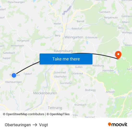 Oberteuringen to Vogt map
