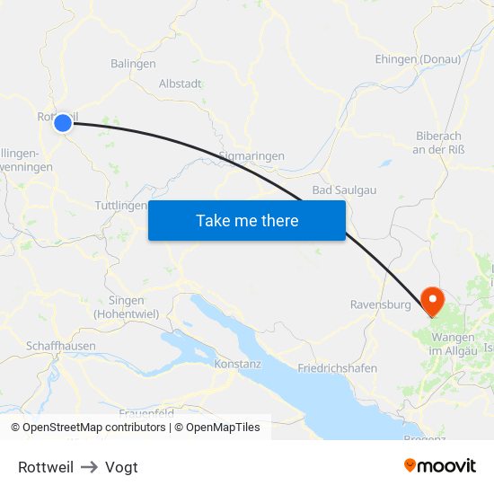 Rottweil to Vogt map