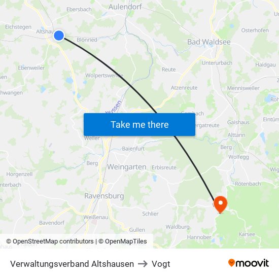 Verwaltungsverband Altshausen to Vogt map