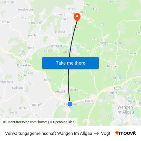 Verwaltungsgemeinschaft Wangen Im Allgäu to Vogt map