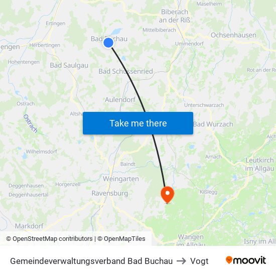 Gemeindeverwaltungsverband Bad Buchau to Vogt map