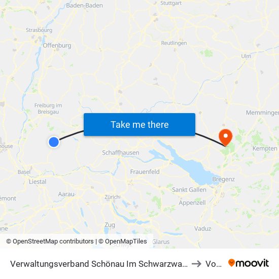 Verwaltungsverband Schönau Im Schwarzwald to Vogt map