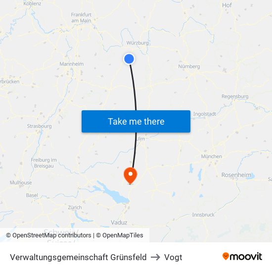 Verwaltungsgemeinschaft Grünsfeld to Vogt map