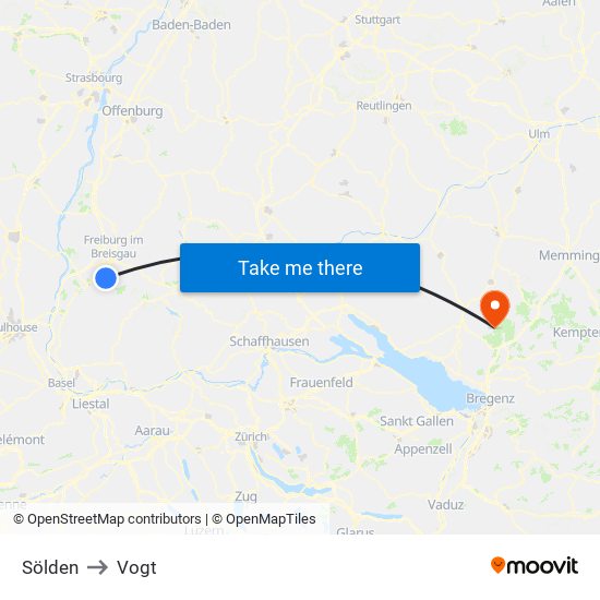 Sölden to Vogt map