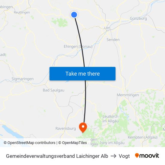 Gemeindeverwaltungsverband Laichinger Alb to Vogt map