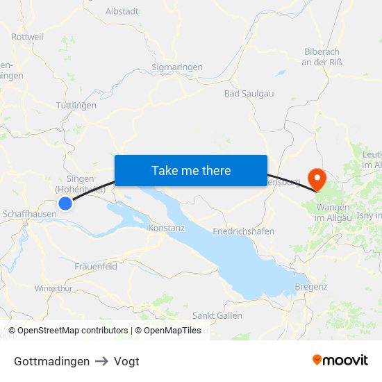 Gottmadingen to Vogt map