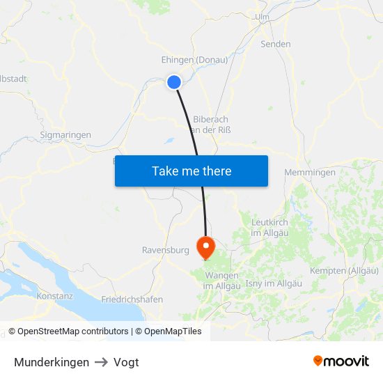 Munderkingen to Vogt map