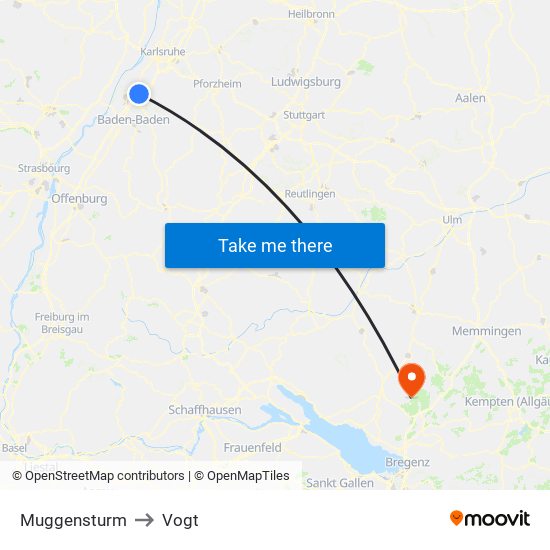 Muggensturm to Vogt map