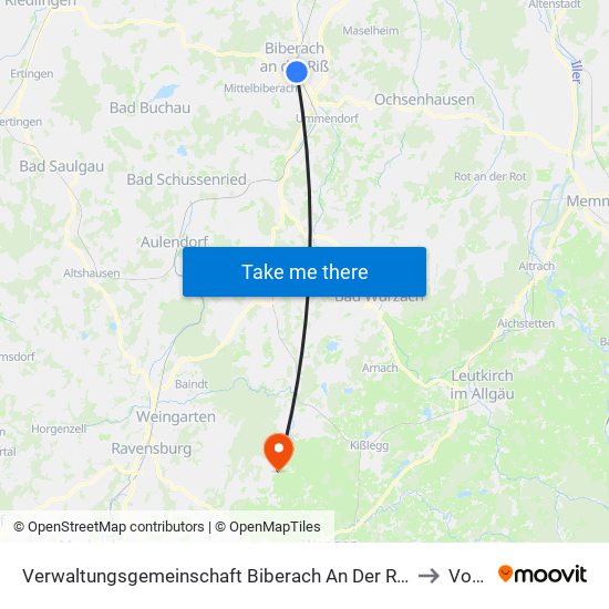 Verwaltungsgemeinschaft Biberach An Der Riß to Vogt map