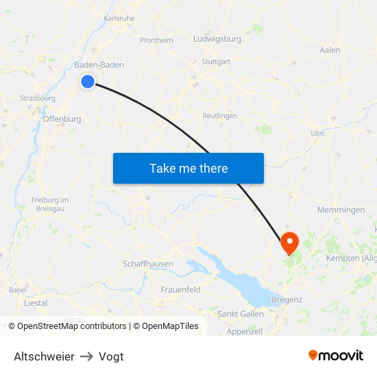 Altschweier to Vogt map