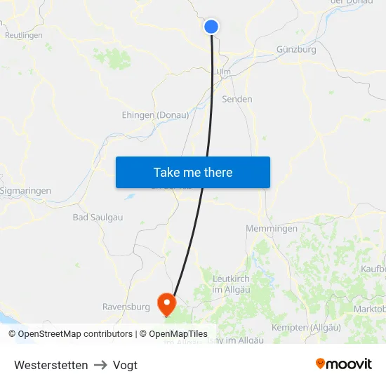 Westerstetten to Vogt map