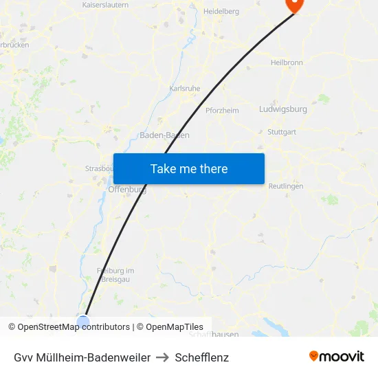 Gvv Müllheim-Badenweiler to Schefflenz map