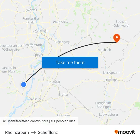 Rheinzabern to Schefflenz map
