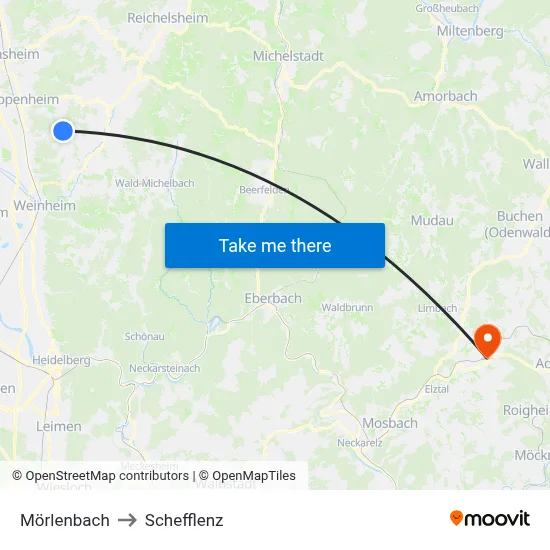 Mörlenbach to Schefflenz map