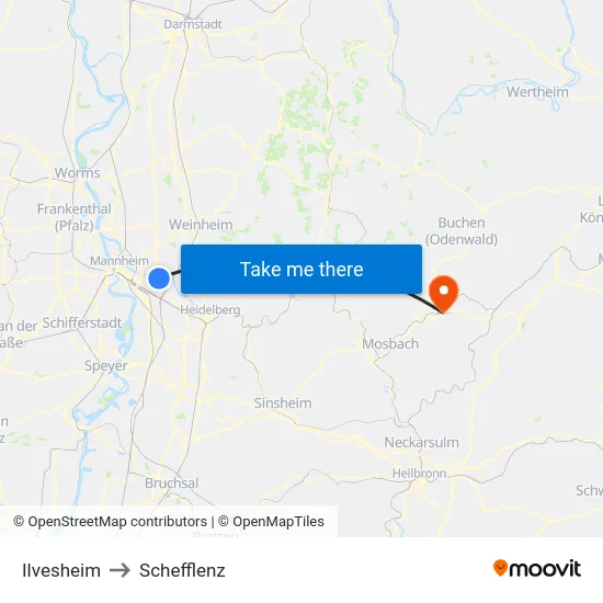 Ilvesheim to Schefflenz map
