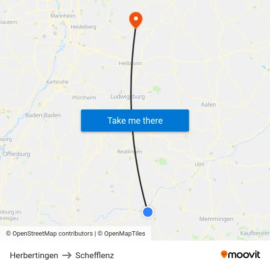 Herbertingen to Schefflenz map