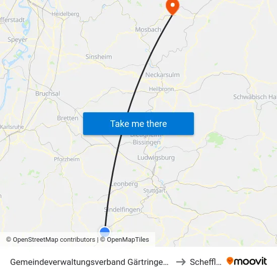 Gemeindeverwaltungsverband Gärtringen/Ehningen to Schefflenz map