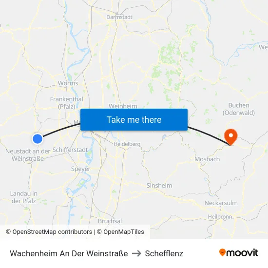 Wachenheim An Der Weinstraße to Schefflenz map