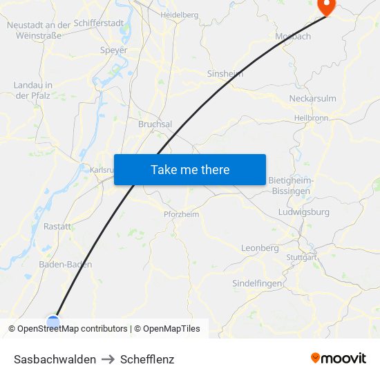 Sasbachwalden to Schefflenz map