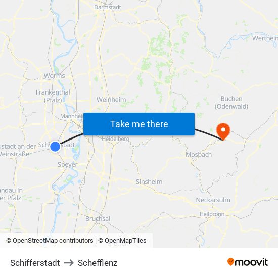 Schifferstadt to Schefflenz map